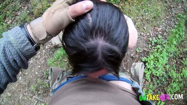 Mountain Blowjob with Kinky Brunette