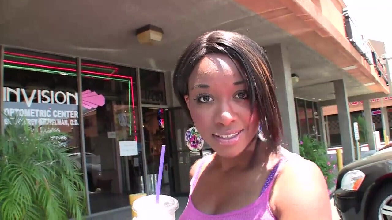 Horny ebony with gets banged