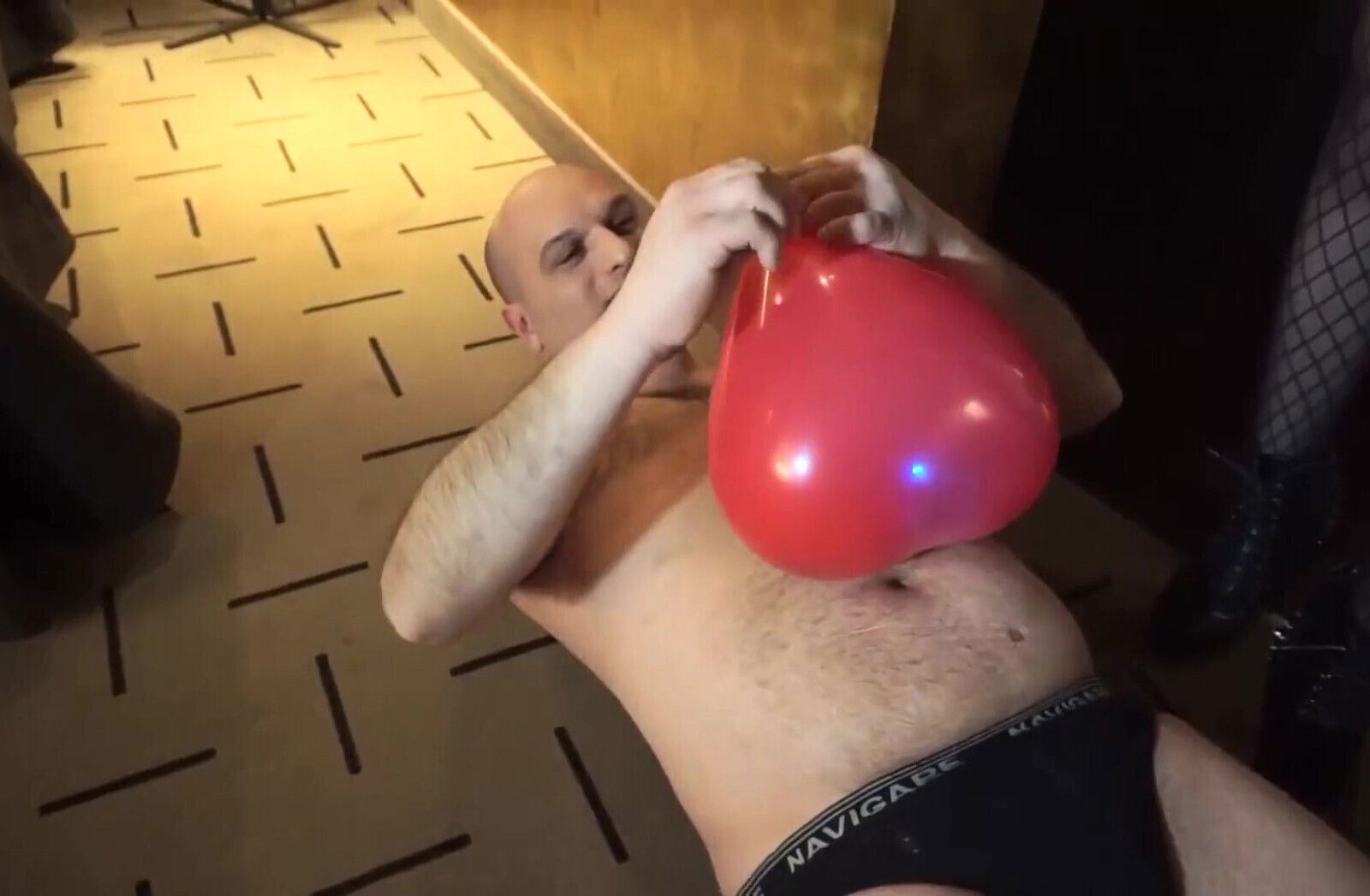 Trampling femdom chick punishing slave