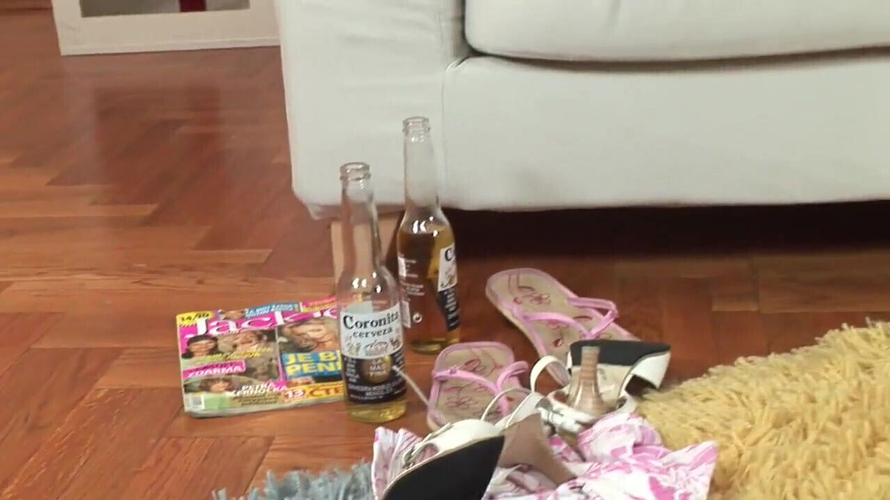 Lesbian Teens Play with Dildo Pussy