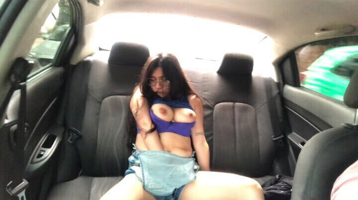 convince Uber driver handle control vibrator masturbate car.