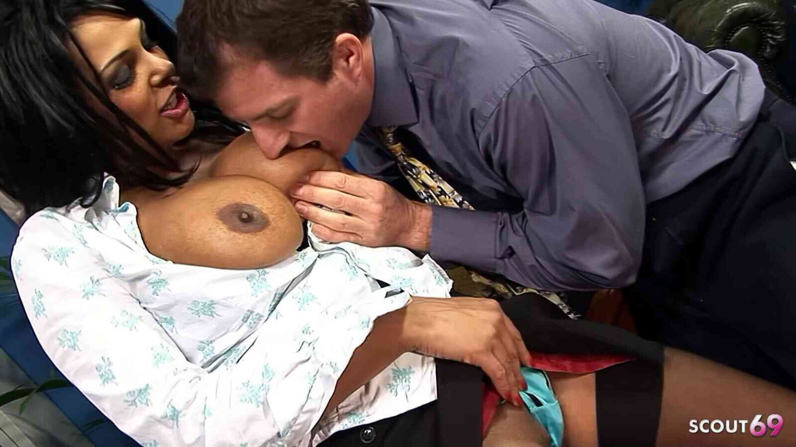 Angry Brown Skin Mature Cougar Female Boss seduce Worker Cheating Fuck Office