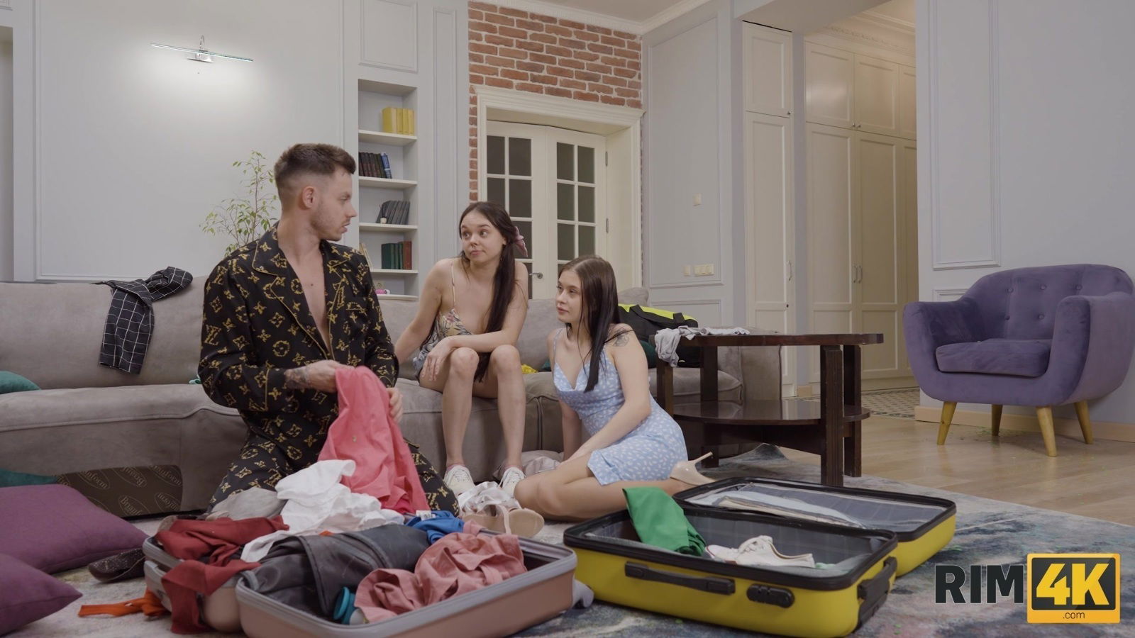 threesome sofa with Grandy Skye Young