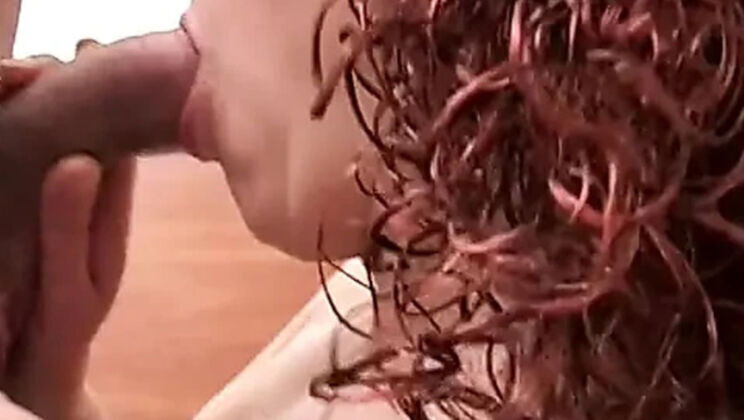 Amateur Redhead Sucks Close-Up Hairy Pussy Homemade Blowjob