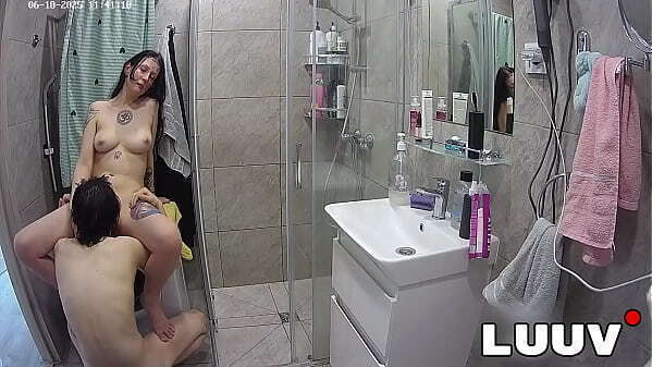 LUUV. Cunnilingus female orgasm after shower camera reality show