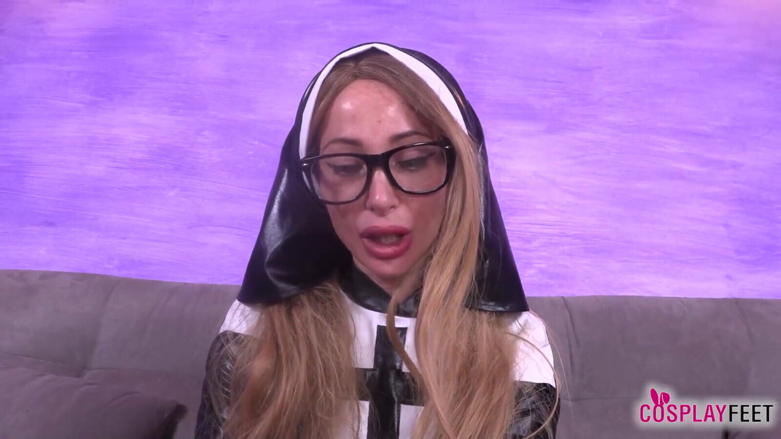 Blonde Bombshell Sexy Black Stockings