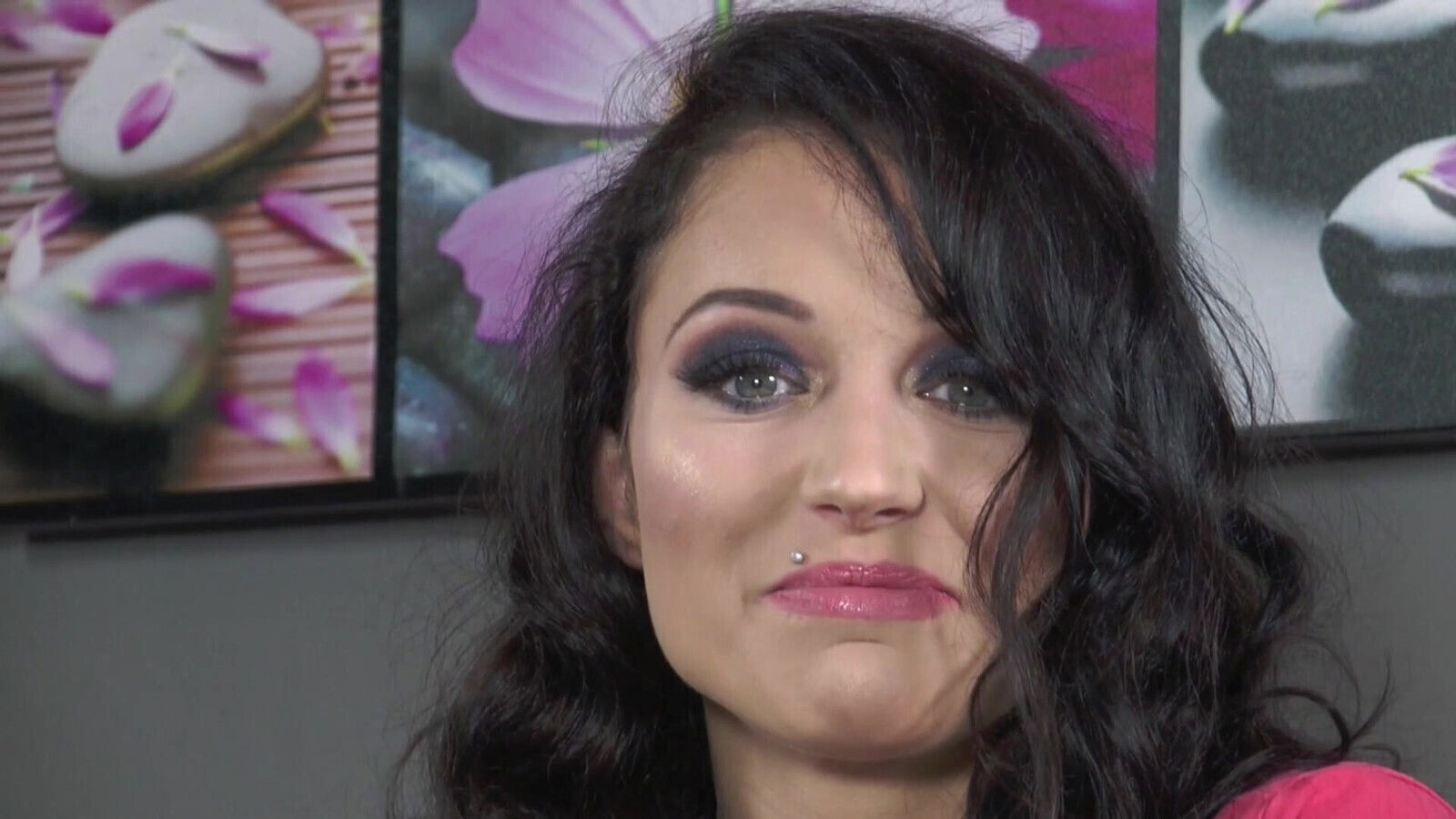 brunette gets splashed hard