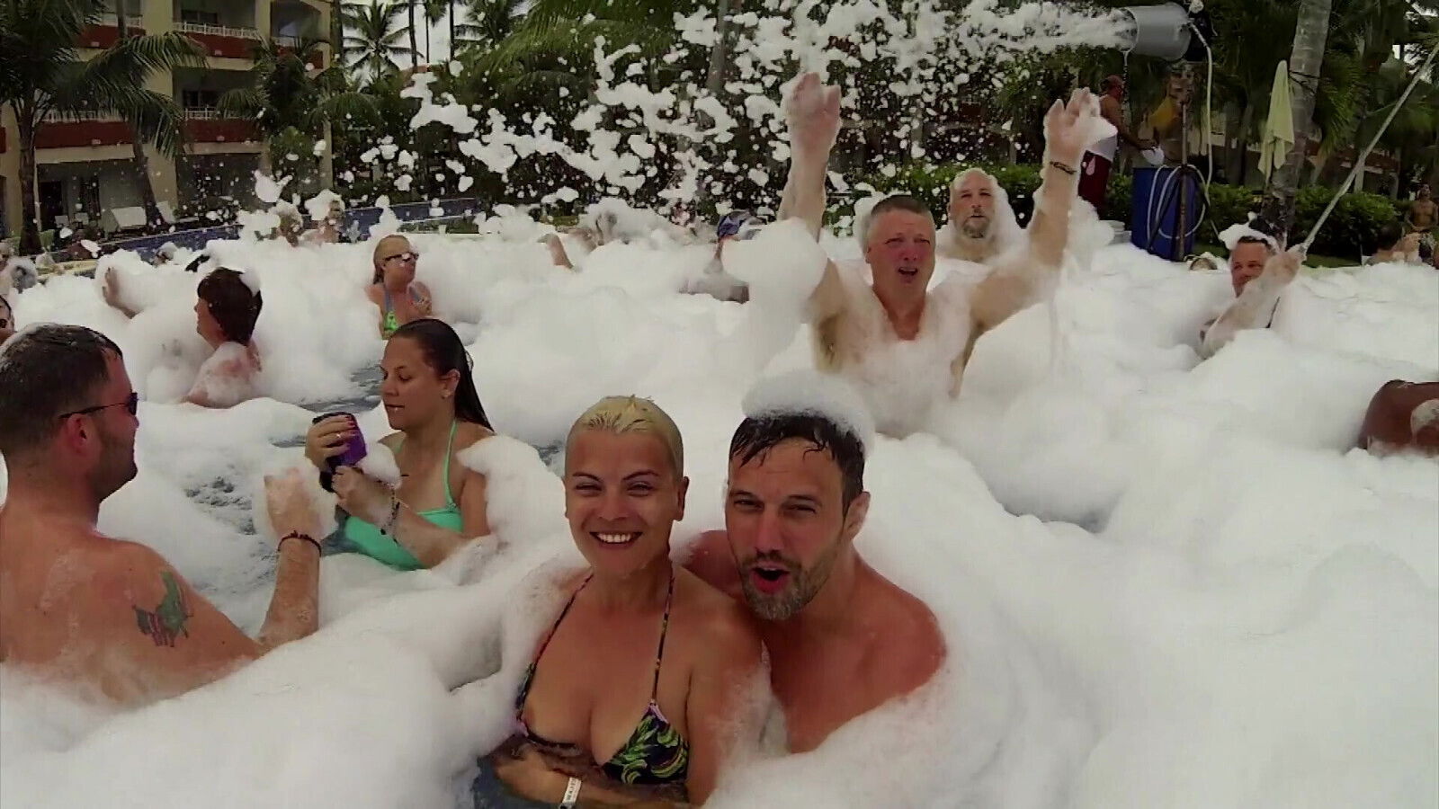 Just married couple enjoys their honeymoon with bunch scenes