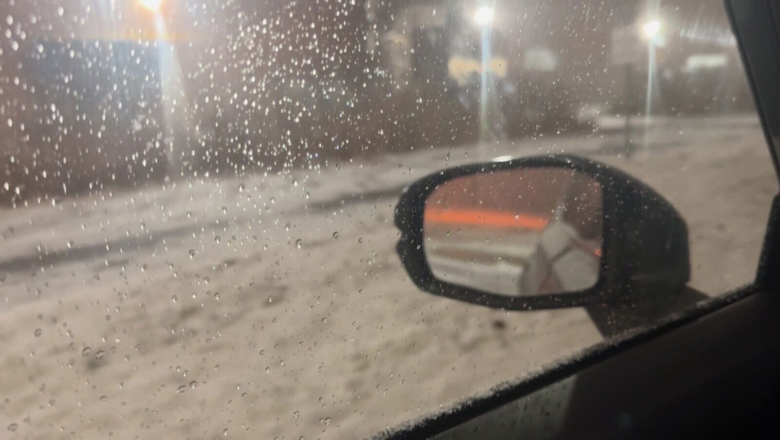 suck warm public parking, while snowing