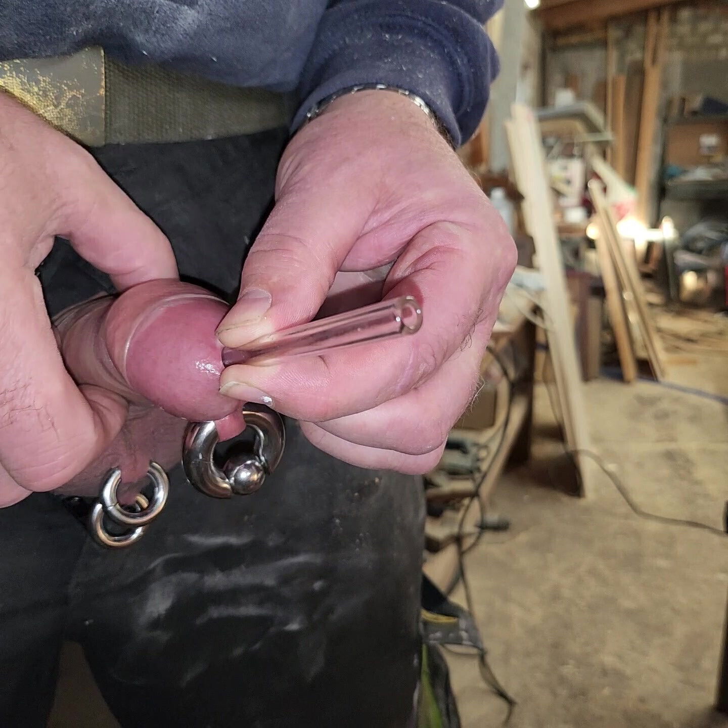 Squirting sperm through glass tube