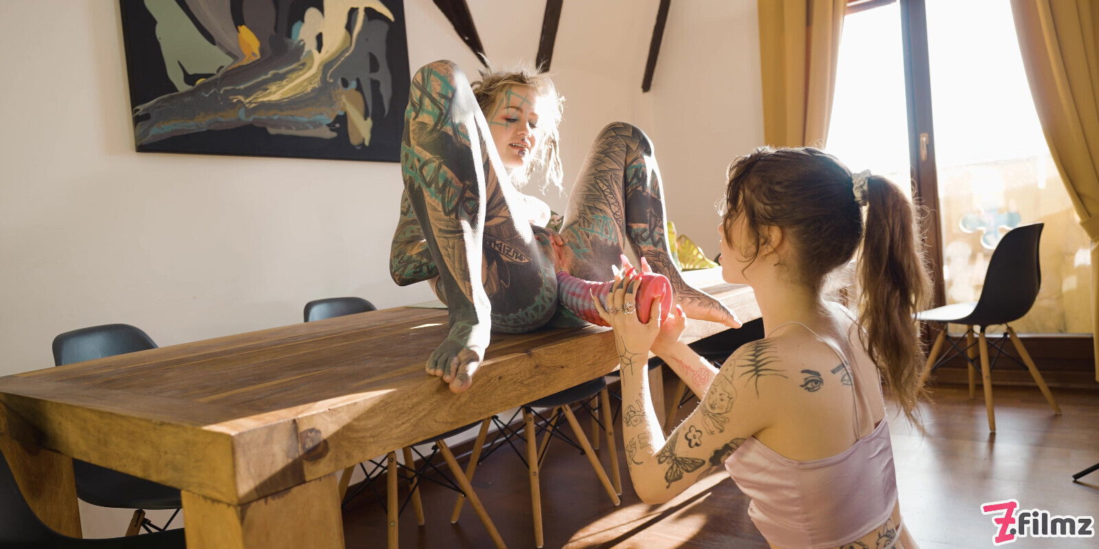 Tattoo Lesbians Extreme Anuskatzz Squirt Over Toys, Gapes,