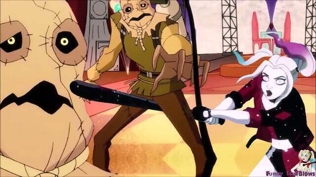scarecrow BALLBUSTING Harley Quinn swing balls