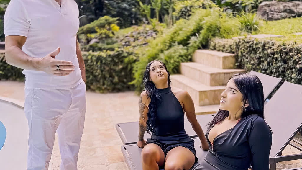 Latina Stepsisters Share American Stepdad Amateur Threesome