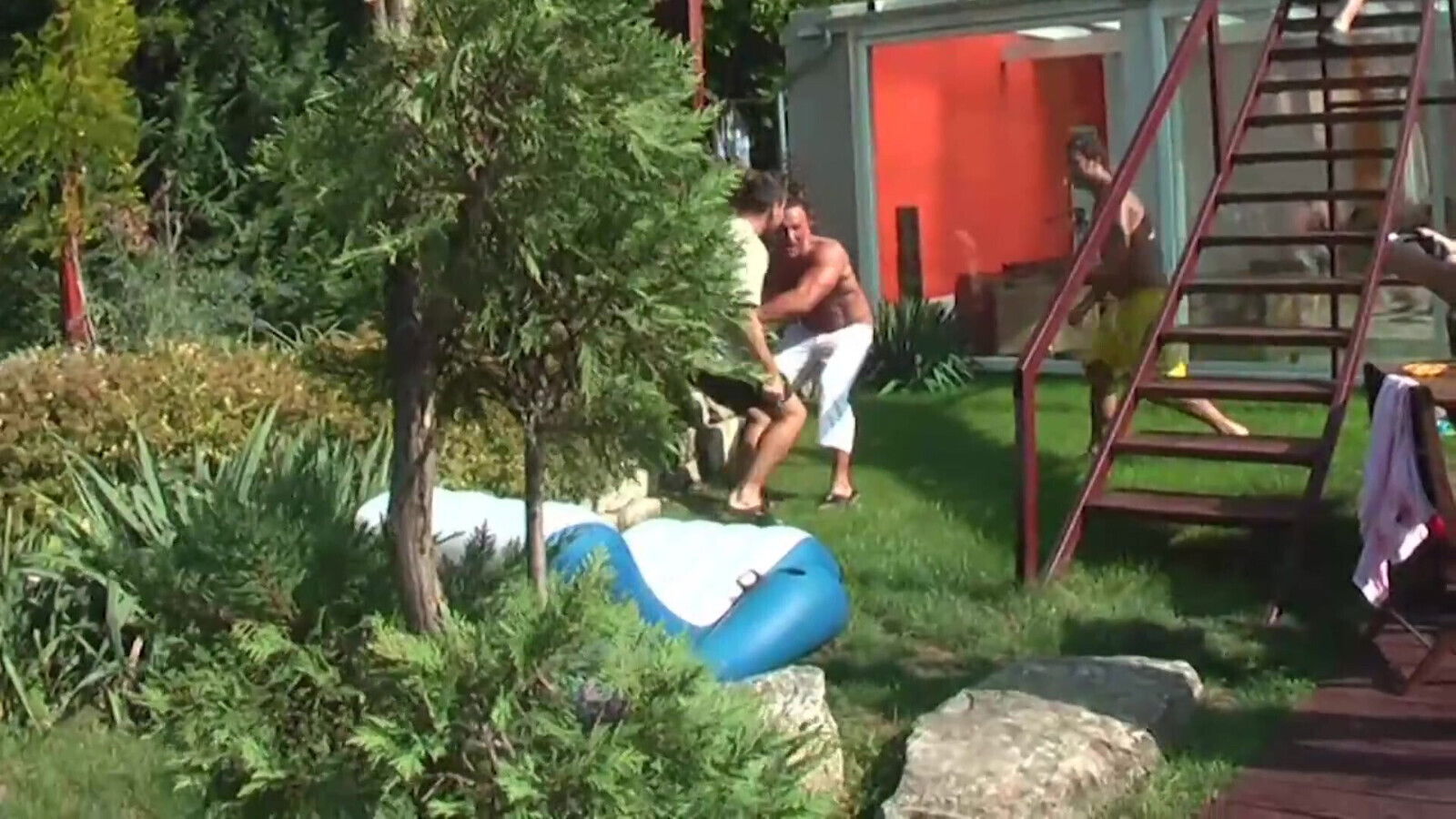 Group guys attends pool party with girls gets naked