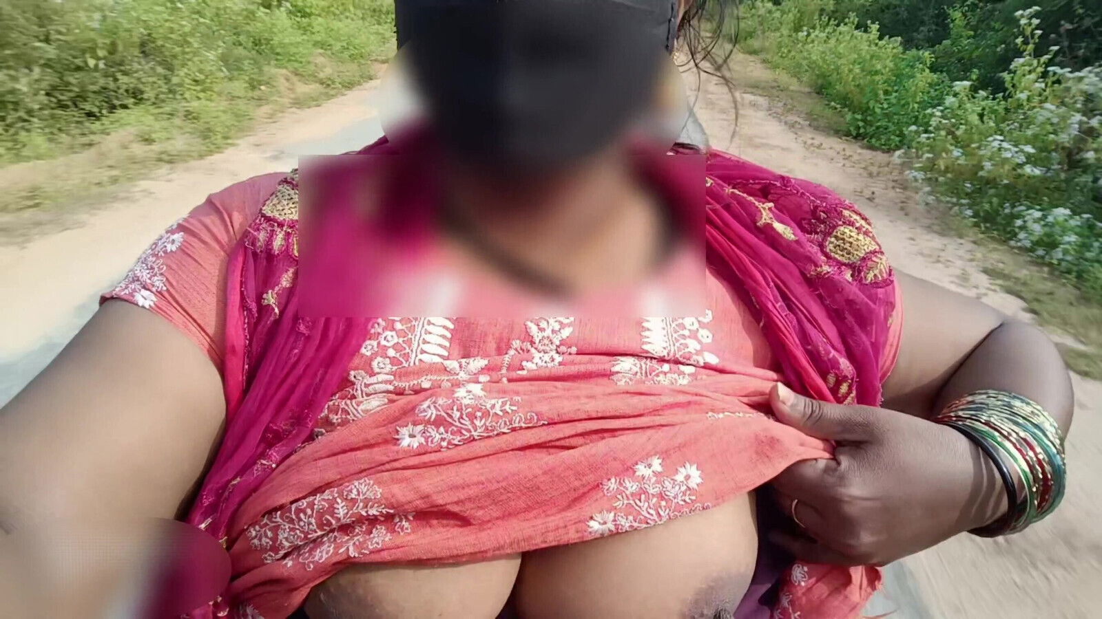 Bike riding public place showing boobs