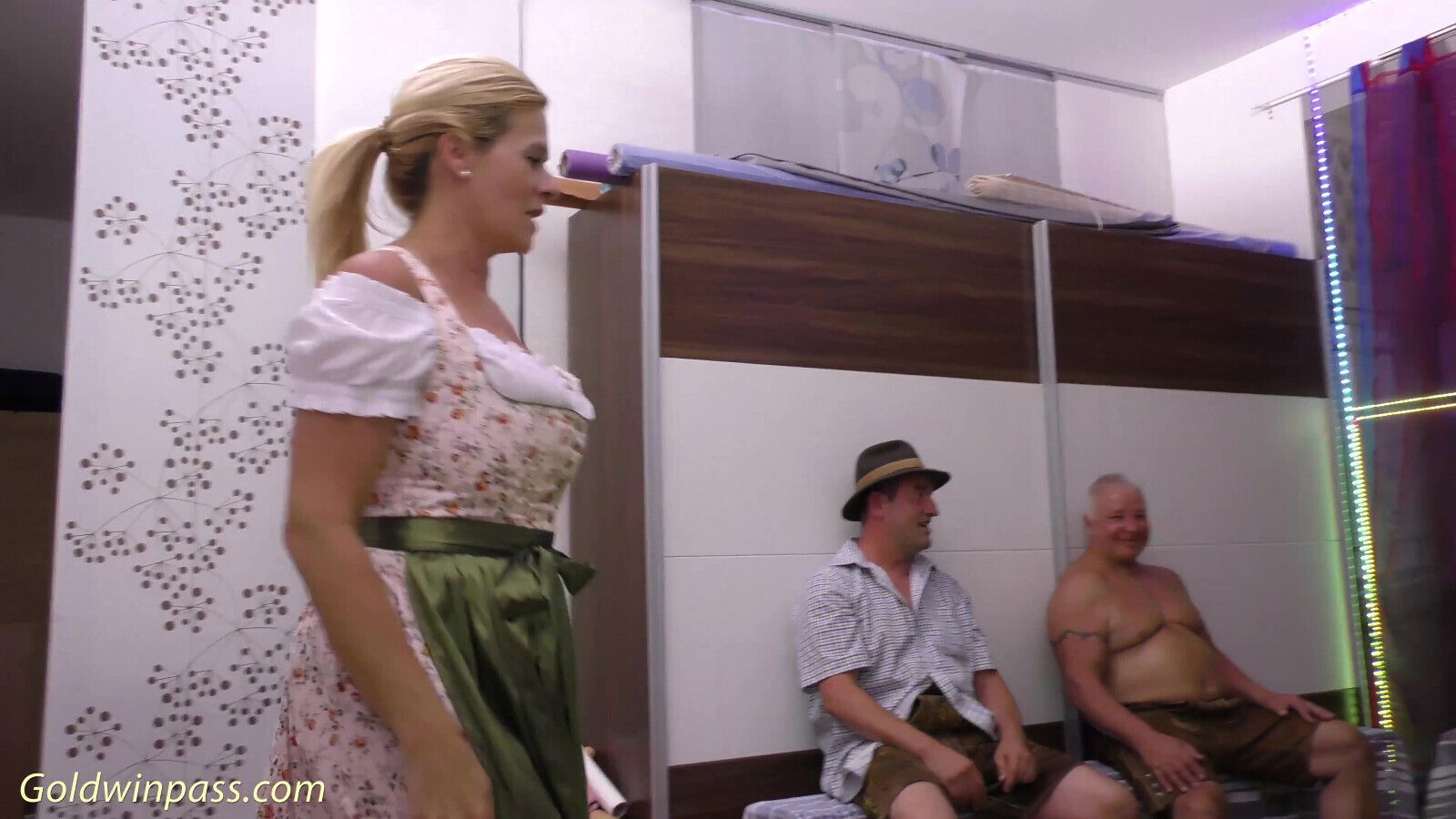 Pierced milf lederhosen group banged