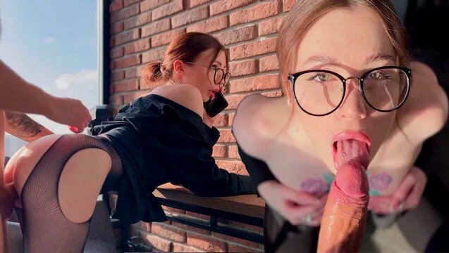 Slut Talking Phone with Husband while Friend Fucks Her.