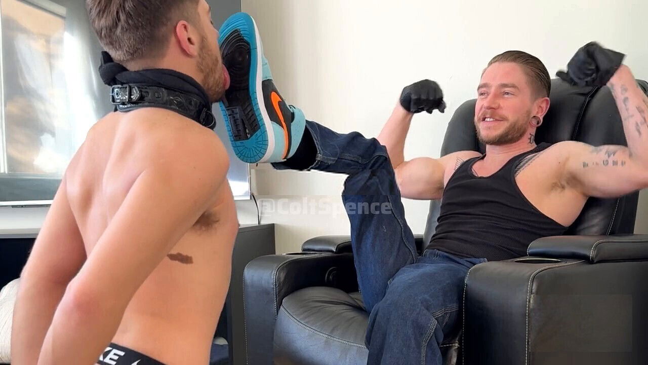 Alpha Colt Spence takes control eager Joey Mills with foot worship intense pleasure