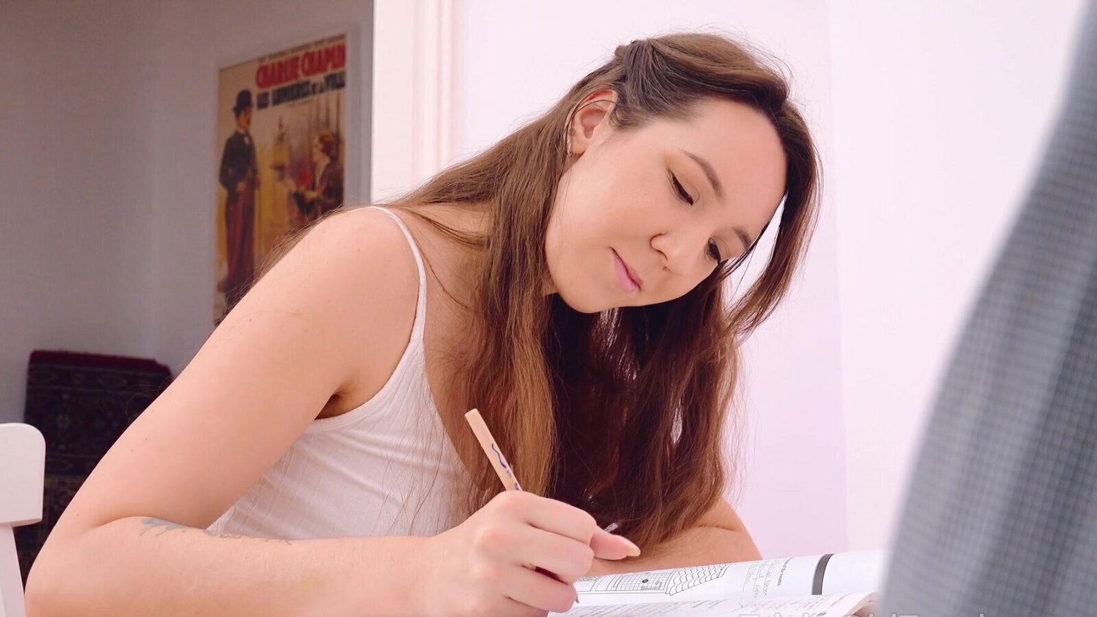 Nikki Tiki, long hair, small tits, shaved pussy action