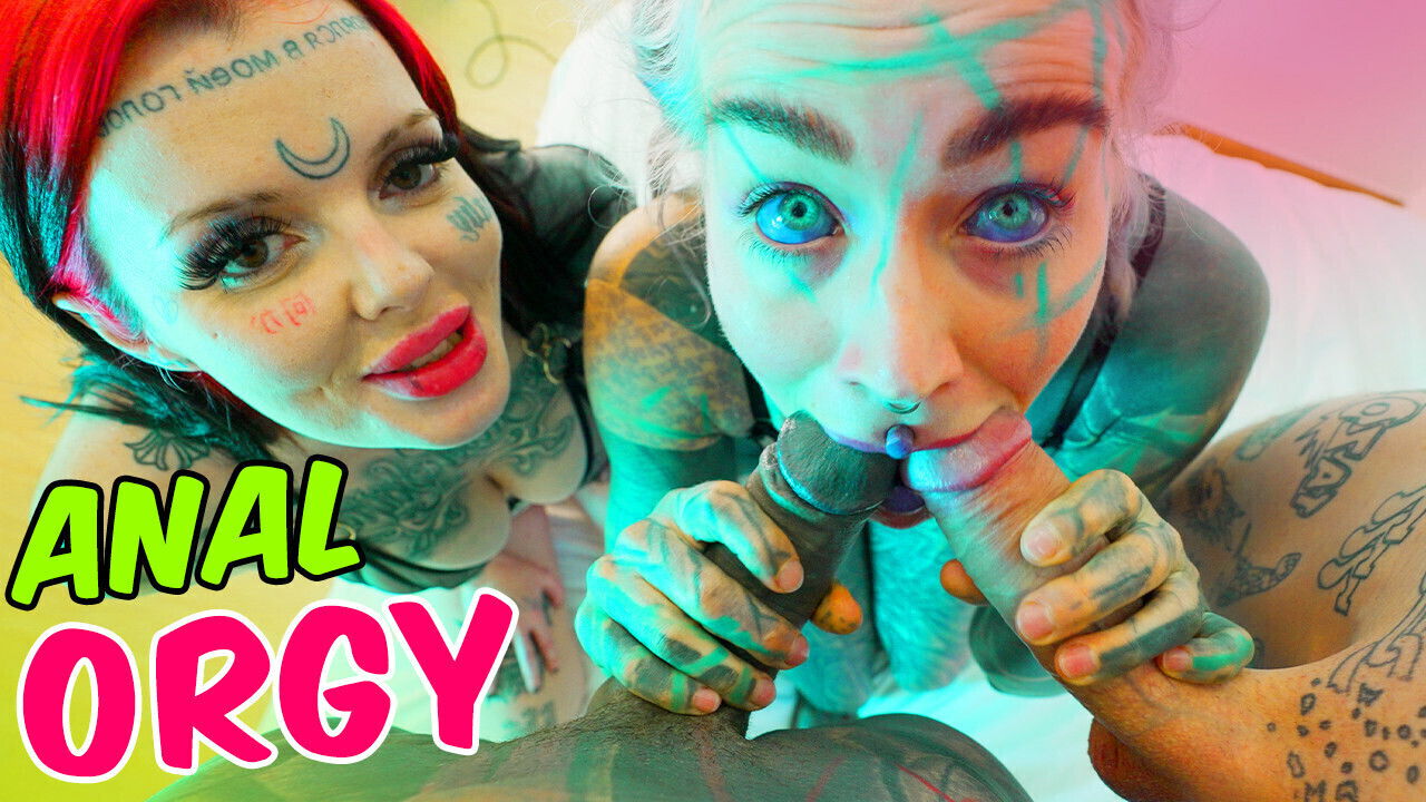 Addicted TATTOO girls wrecked Foursome Facials