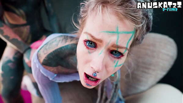 TATTOOED hippie fuck herself with dildo with DICK