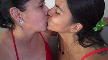 Lesbian Christmas Stepmother lesbian first time with beautiful busty curvy stepdaughter