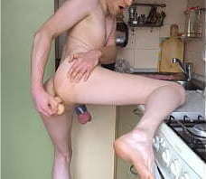 LanaTuls Sergay Intense Fucking with Dildo Kitchen. Хочешь меня выебать пиши MoscowFaggot