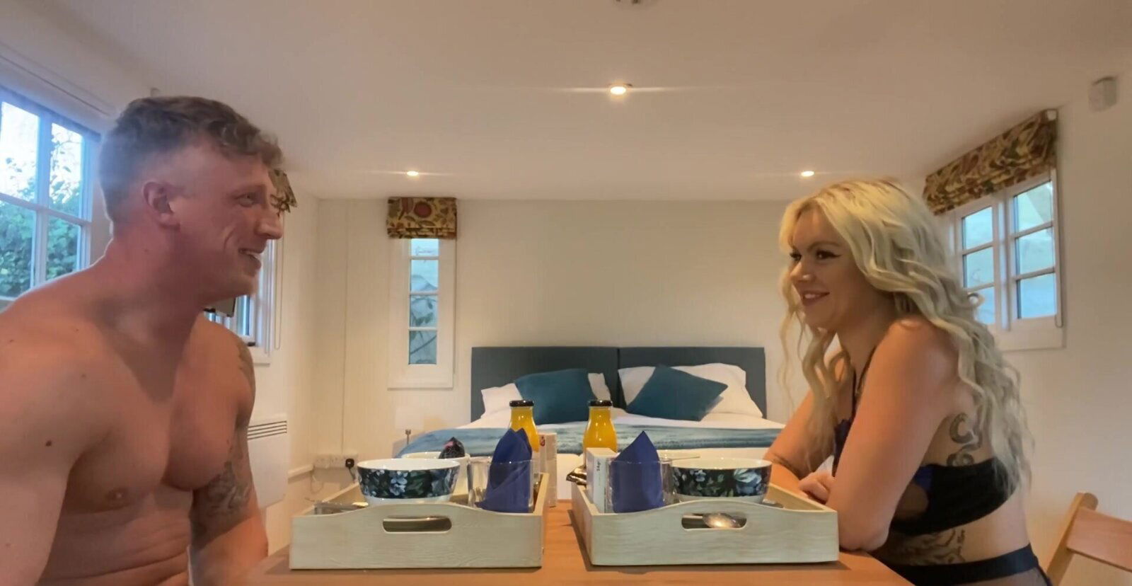 blonde girl Lana Rose fucks with boyfriend cowgirl