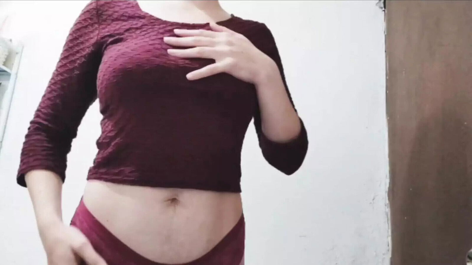 Excited girl, touching herself bathroom, what rich nipples this aunt wears