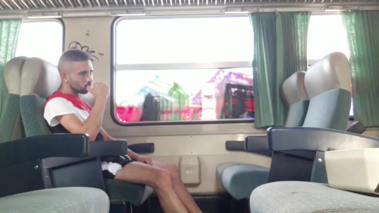 Fucked bareback train straight