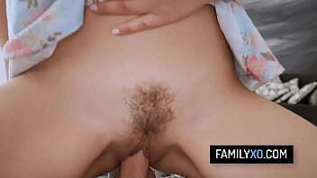 Busty latina stepdaughter bouncing pussy over stepdad'_s Scarlett Alexis