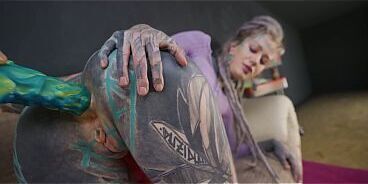 Inked Hippie'_s Solo Dildo Asshole Play