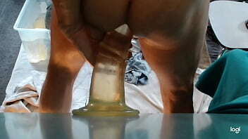 with huge transparant horse dildo