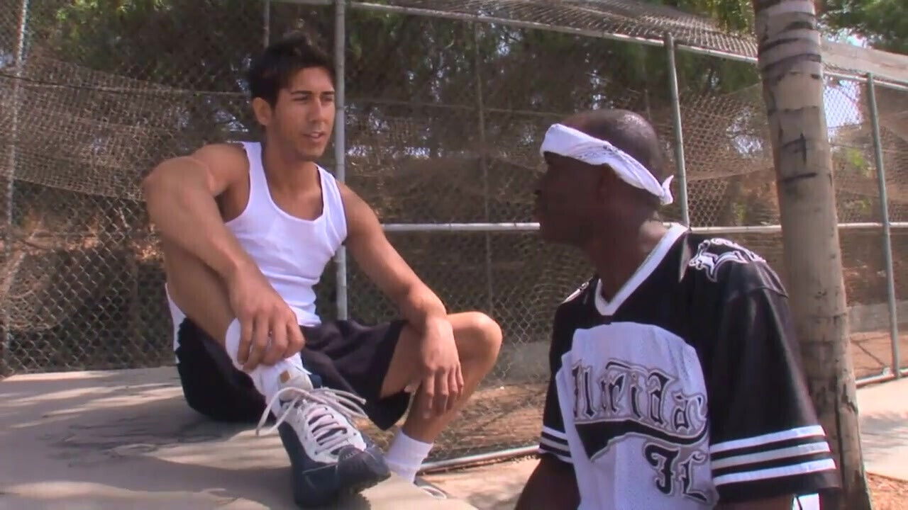 Interracial gay fuck for a young boy hungry for cock