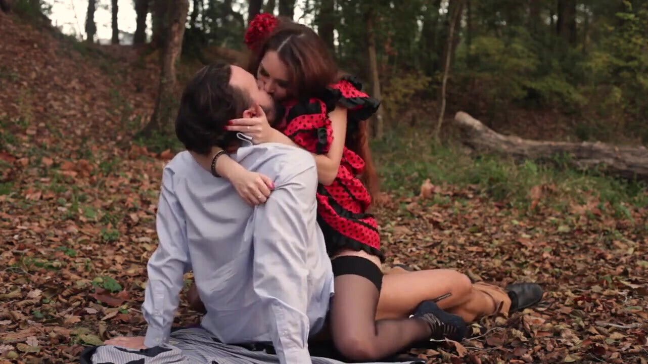 Polka Dot Skirt Babe Fucked Hard in Forest