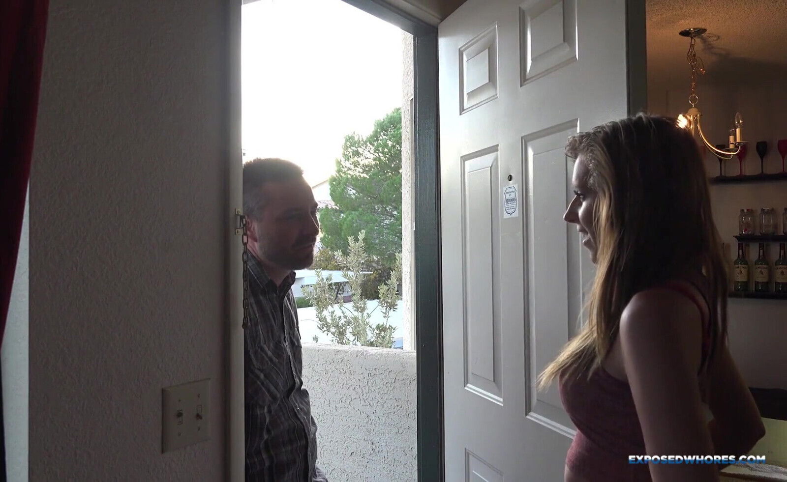 Whore next door Katie Star needs cock now so she calls a guy over to help