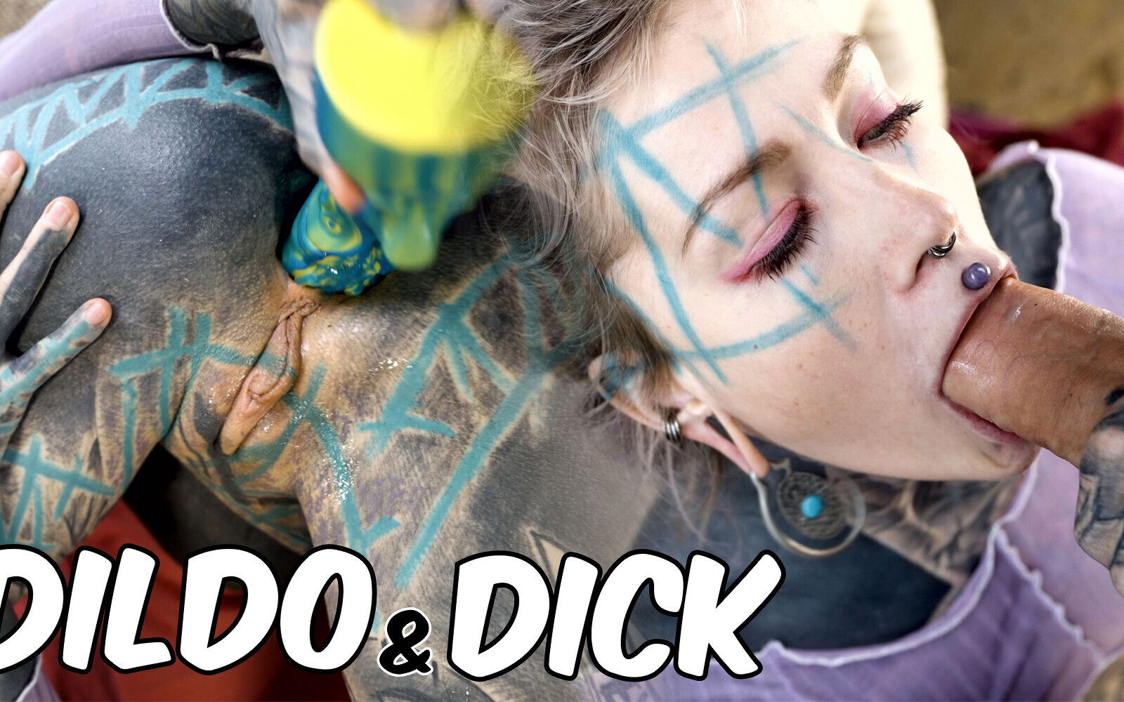 Tattooed Hippie's Anal Fucking with Big Toy and Get Fuck by Real Big Cock