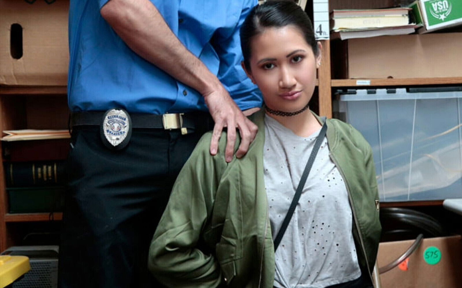 Known crook Jade Noir taken to the back room for a strip search