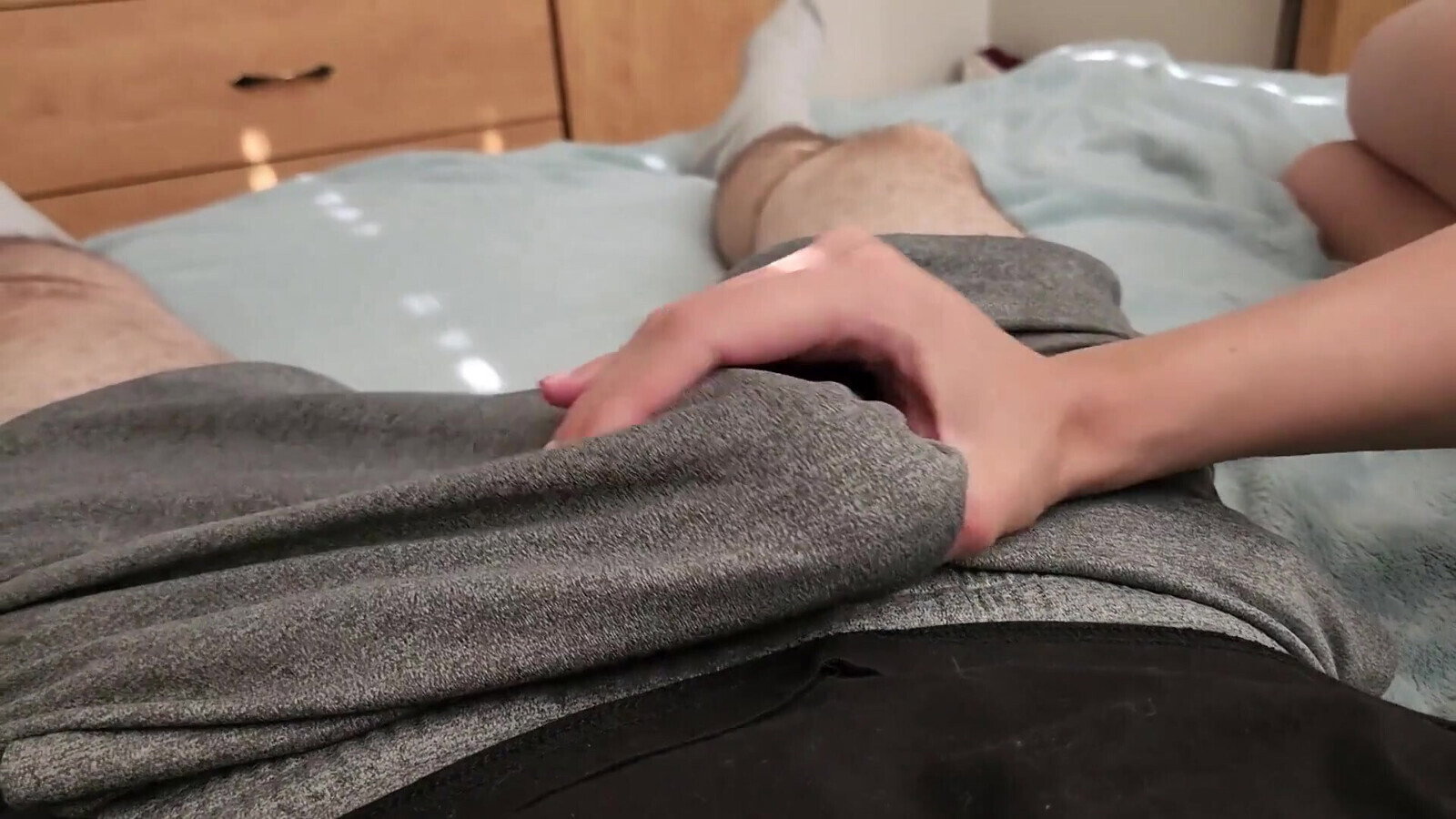 Rubbing Cock in Boxers Premature Cum