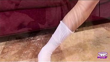 A super blonde skinny small titted hottie with piercings masturbates and gets drilled