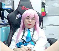 Wei Xin cosplay Takanashi Hoshino Playing with the plastic dildo with her mouth and ass