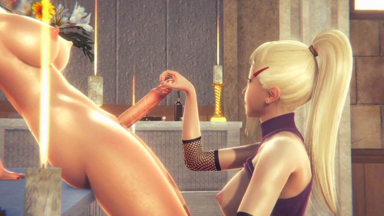 Tsunade futanari gets a handjob from Ino in the temple