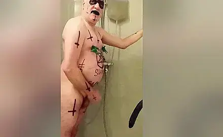 Satan slave takes a perverted piss enema session part 3