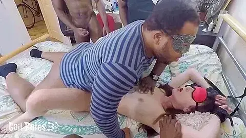 Gail Bates - Surprise Interracial Creampie Gangbang