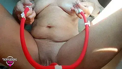 Nippleringlover Horny Milf Pumping Huge Nipples With Extreme Big Nipple Piercing Holes