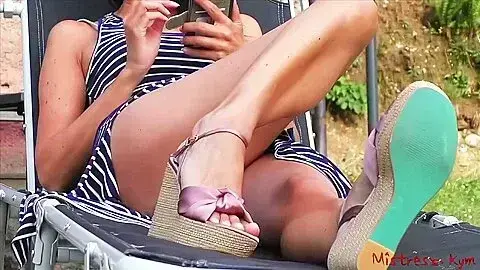 Femdom Domina Walking In Pink Sandals