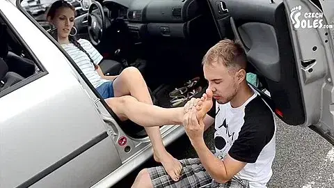 Brunette Gets Her Sexy Feet And Ankles Massaged By Stranger In Public