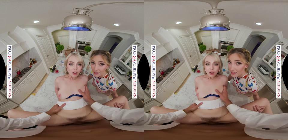 Naughty coeds, Katie Kinz and Bell, enjoy a creamy sundae with their friends dad