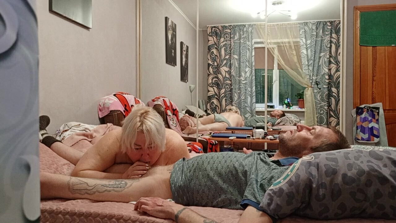 gentle blowjob and hot cum in neighbor's mouth