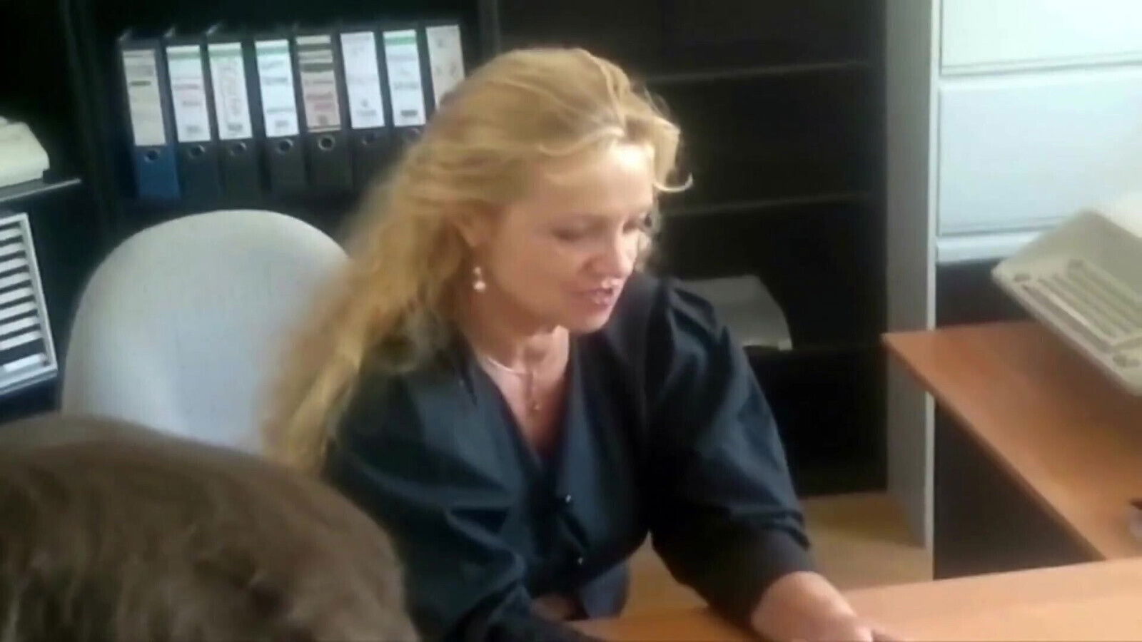 French Cum Eating Slut Got to Please Two Cocks in Office